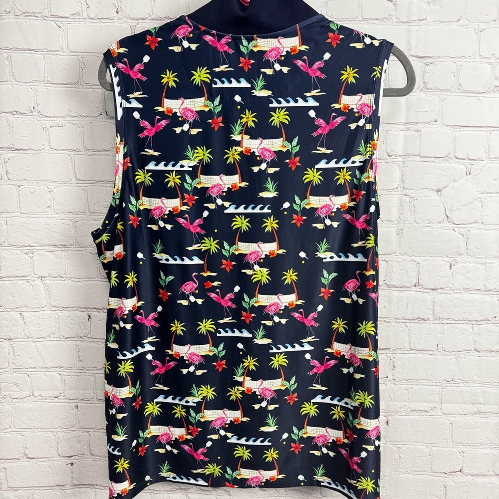 Dink Up Flamingo print novelty blue polo tank sporty tennis size XL ladies - Picture 3 of 6